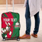 Personalized South Sydney Rabbitohs Luggage Cover Dynamic Lightning Mascot Rugby Australia TS04
