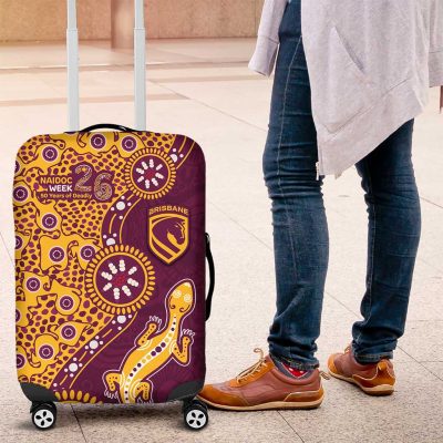 Brisbane Broncos NAIDOC Week 2026 Luggage Cover Aboriginal Lizard Dot Painting - 50 Years of Deadly TS04