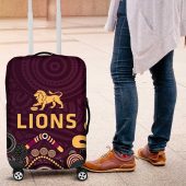 Brisbane Lions Football Luggage Cover Aboriginal Dot and Spiral Art TS04