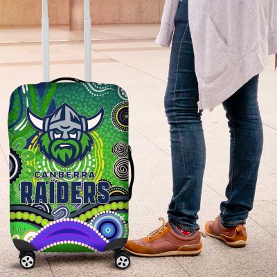 Canberra Raiders Rugby Luggage Cover Australian Aboriginal Dot Painting Style TS04
