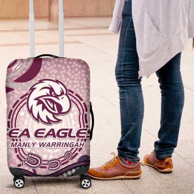 Manly Warringah Sea Eagles Rugby Luggage Cover Australian Aboriginal Dot Painting Style TS04