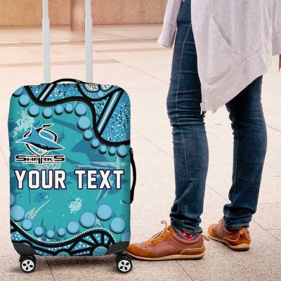 Personalized Cronulla-Sutherland Sharks Luggage Cover Aboriginal Pattern with Graffiti Style Design TS04