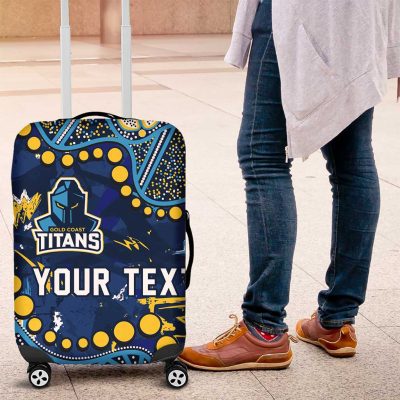 Personalized Gold Coast Titans Luggage Cover Aboriginal Pattern with Graffiti Style Design TS04