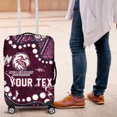 Personalized Manly Warringah Sea Eagles Luggage Cover Aboriginal Pattern with Graffiti Style Design TS04