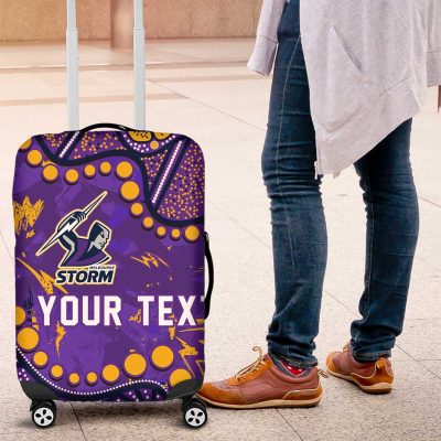 Personalized Melbourne Storm Luggage Cover Aboriginal Pattern with Graffiti Style Design TS04