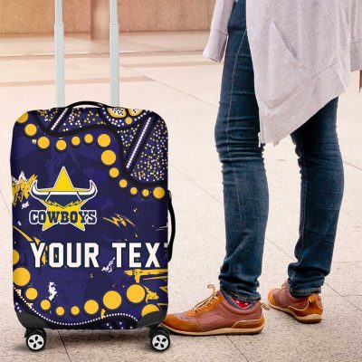 Personalized North Queensland Cowboys Luggage Cover Aboriginal Pattern with Graffiti Style Design TS04