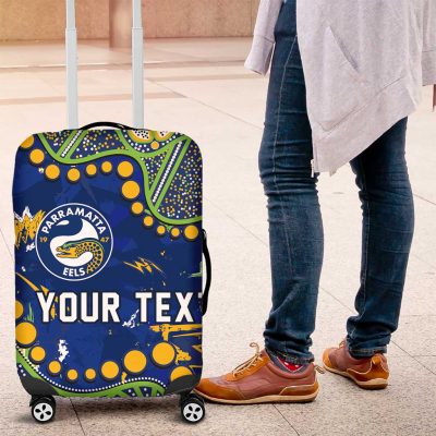Personalized Parramatta Eels Luggage Cover Aboriginal Pattern with Graffiti Style Design TS04