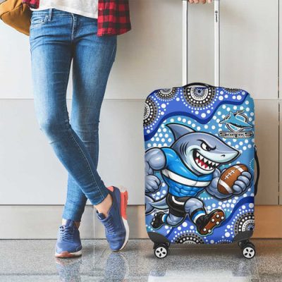 Cronulla Sutherland Sharks Luggage Cover Aboriginal Dot Pattern