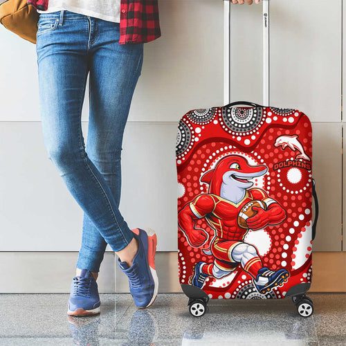 Dolphins Luggage Cover Aboriginal Dot Pattern Dolphins Luggage Cover Aboriginal Dot Pattern