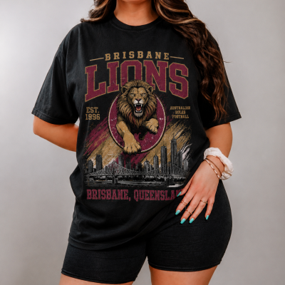 Vintage Brisbane Lions Brisbane graphic tshirt for footy fans
