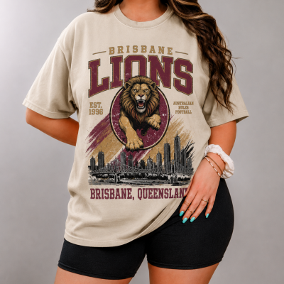 Vintage Brisbane Lions Brisbane graphic tshirt for footy fans
