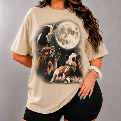 Farm tshirt Cattle Howling at Moon Vintage 90s Graphic T Shirt Farm tshirt Cattle Howling at Moon Vintage 90s Graphic T Shirt
