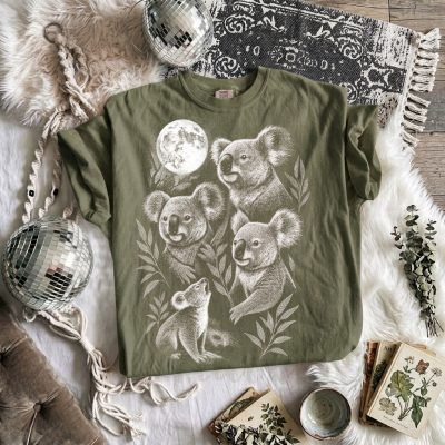 Vintage Koala Family Under the Full Moon T-Shirt | Australian Wildlife Graphic Tee Vintage Koala Family Under the Full Moon T-Shirt | Australian Wildlife Graphic Tee