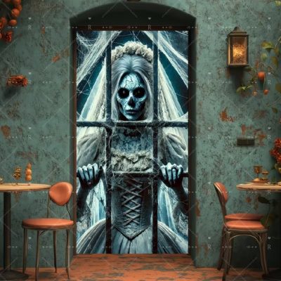 Halloween Door Cover Michael Myers Horror Movie Door Banner Decor Trick or Treat Holiday Decor