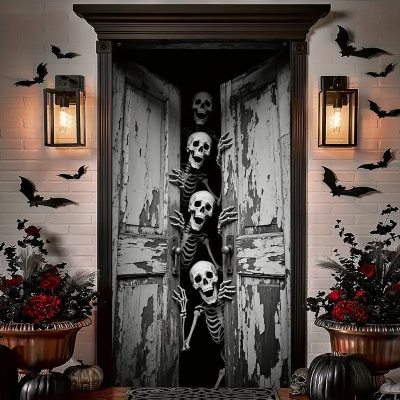 Halloween Door Cover Skull Door Banner Decor