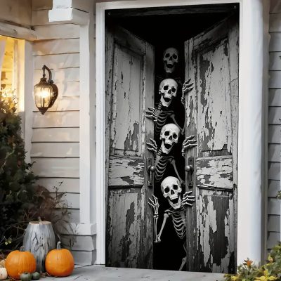 Halloween Door Cover Skull Door Banner Decor