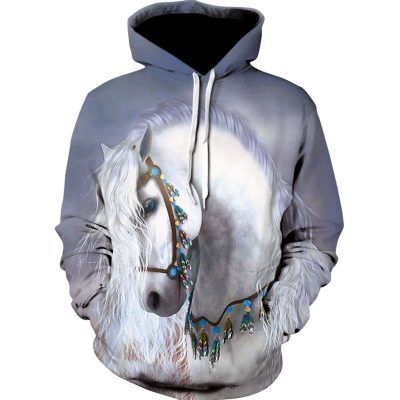 Aztec White Horse Print Hoodie for horse lovers