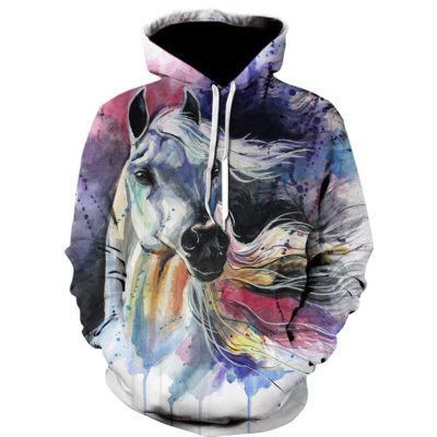 Art Color horse print Hoodie for horse lovers