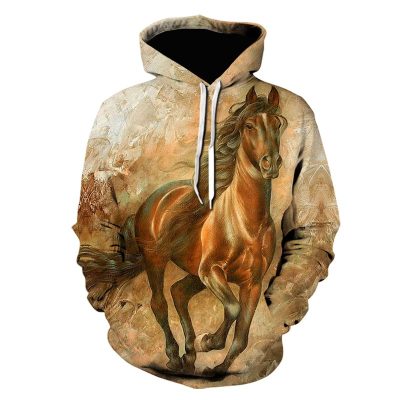 Brown horse print Hoodie for horse lovers