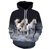 3 White Horses print Hoodie for horse lovers