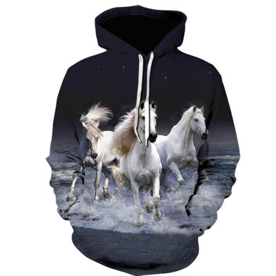 3 White Horses print Hoodie for horse lovers