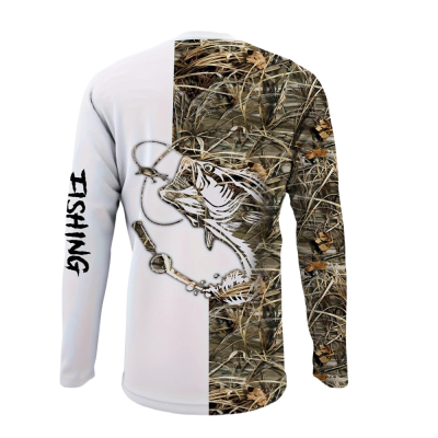 Men's Bass Fishing Long Sleeve Shirt Outdoor Angler Apparel V1