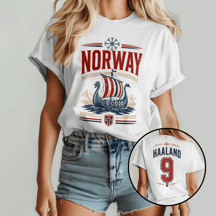 Erling Haaland 9 Norway flag viking row Erling Haaland 9 Norway flag viking row