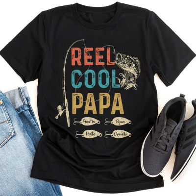 Personalized Fishing T-Shirt for Grandpa – Reel Cool Papa Custom Fishing Gift