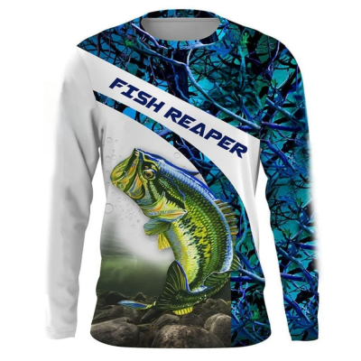 Men's Bass Fishing Long Sleeve Shirt Outdoor Angler Apparel V1