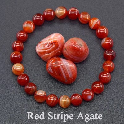 Handmade Bracelet Black Onyx Wealth & Luck gift Handmade Red Stripe Agate Bracelet – Strength, Courage & Good Fortune Gift
