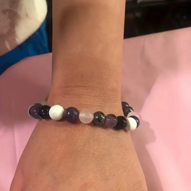 Anty Anxiety Relief Crystal Bracelet Amethyst & Black Tourmaline 8mm Anty Anxiety Relief Crystal Bracelet Amethyst & Black Tourmaline 8mm