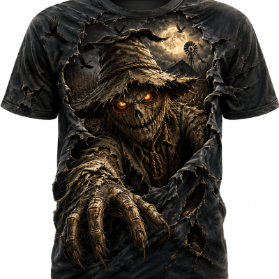 Halloween Breakthrough Art The Haunted Scarecrow Black Horror Halloween Hoodie Tshirt