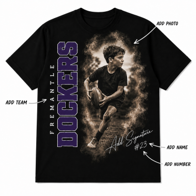 Personalized Footy Tshirt Nostaligia Image Player name Number for fans