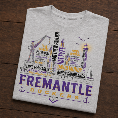 Fremantle Dockers Landmark Typography Player Shirt Gift for Footy Fans