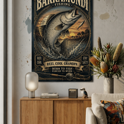 Personalized Coated Silk Poster Barramundi Fishing