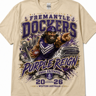 Fremantle Football Club Vintage Mascot Art 2026 Puple Reign