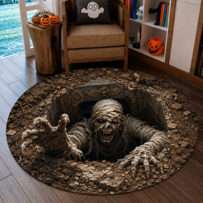 Round rug Gothic Pentagram Illusion halloween Floor Mat for Living Room & Bedroom (Copy)