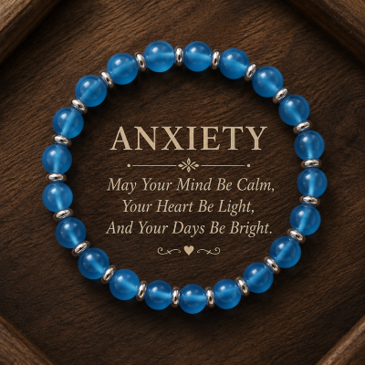 Blue Anti-Anxiety Beaded Bracelet – Calm, Peace & Positive Energy Gift