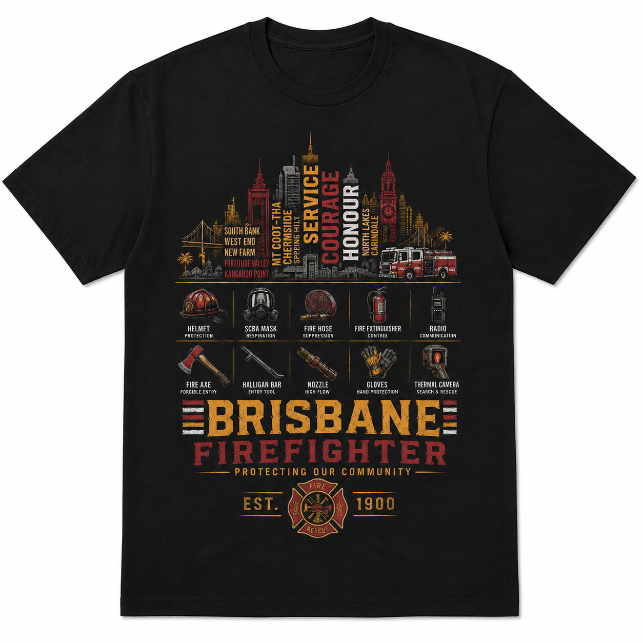BRISBANE FIREFIGHTER LANDMARKS graphic shirt BRISBANE FIREFIGHTER LANDMARKS graphic shirt