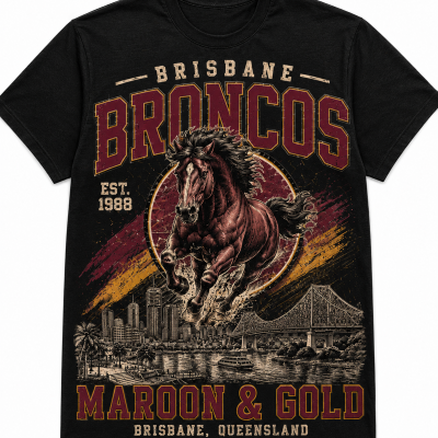 Vintage Brisbane Broncos Brisbane graphic shirt for footy fans