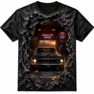 Retro Musical Car garage Art Tshirt