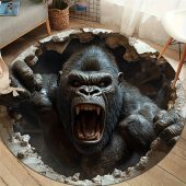 Round rug Kingkong Illusion Floor Mat for Living Room & Bedroom