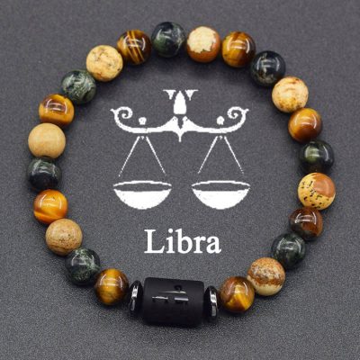 Taurus Zodiac Bracelet handmade Citrine & Tiger’s Eye Natural Stone Jewelry