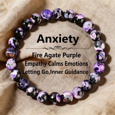 handmade Boho Bracelet Purple Fire Agate Jewelry Gift