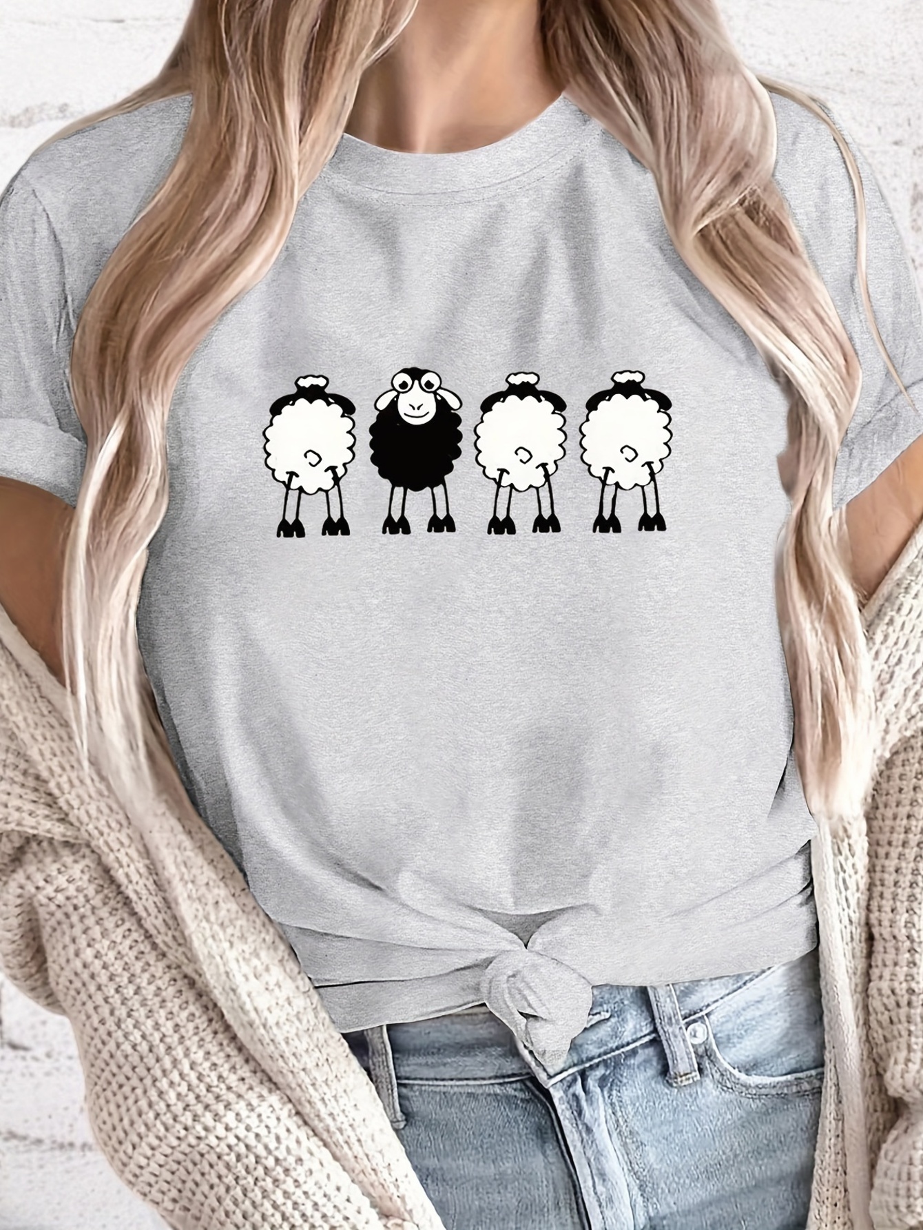 Four Sheep Cartoon T-shirts For Women Four Sheep Cartoon T-shirts For Women
