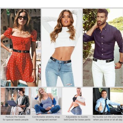 New Adjustable Belts Women Buckle-Free Waist Jeans Pants Stretch Elastic Waist Men Canvas Belt Lazy Invisible Seamless Belt