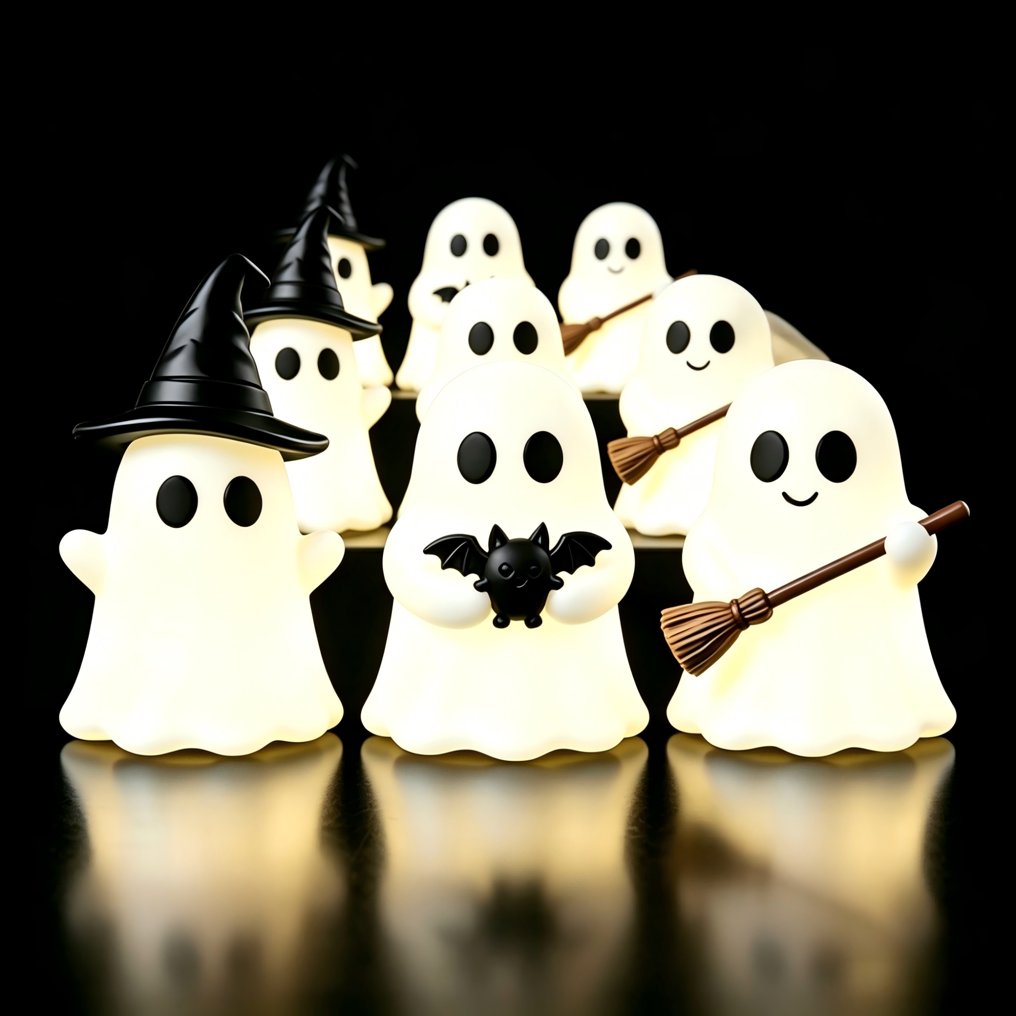 9PCS Halloween Mini Ghost Statue, Luminous Glow in the Dark Ornament, Cute Spooky Table Decor 9PCS Halloween Mini Ghost Statue, Luminous Glow in the Dark Ornament, Cute Spooky Table Decor