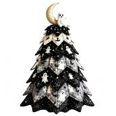 Vintage Black Cat Halloween Quilted Fabric Tree