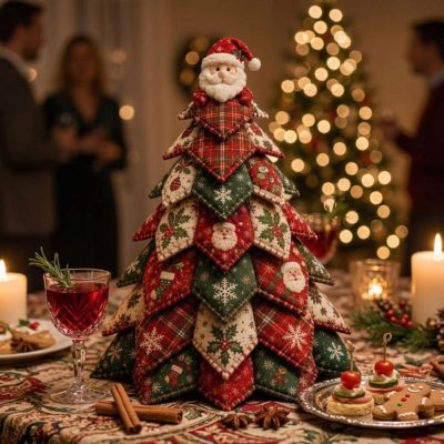 Christmas Quilted Fabric Tree New Santa Claus Decoration DIY For Christmas