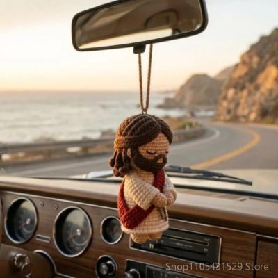 Handmade Crochet Jesus Doll – Soft Knitted Hanging Ornament & Christmas Decor